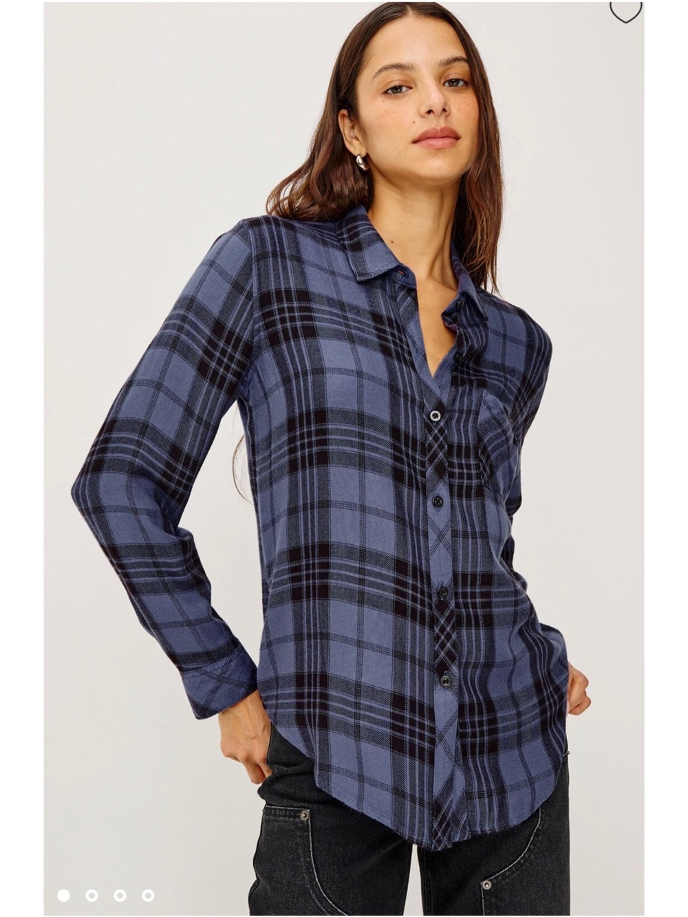 RAILS Hunter Soft Grunge Shirt in Sapphire Ash Blue Plaid Button Down Size XS